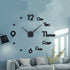 Biramba Frameless DIY Wall Clock,3D Surface Mirror Wall Clock Modern Design Large Mute Wall Watches Stickers for Living Room Bedroom Home Decorations (037Black)