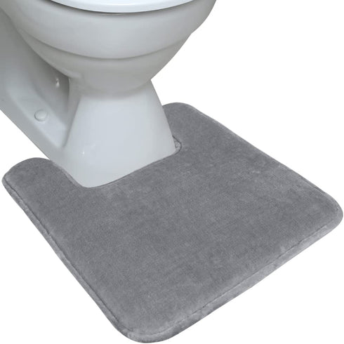 Gorilla Grip Thick Memory Foam Bathroom Rug for Toilet Base, Soft Absorbent Velvet Topside Floor Mats, Square Shape Contour Mat, Machine Wash, Cushioned Luxury Rugs for Bath Room, 22.5x19.5, Graphite