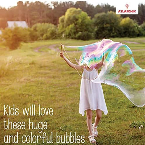 Atlasonix Giant Bubbles Mix - Makes 7 Gallons of Big Pure Bubble Solution for Kids | Non Toxic All Natural Bubble Concentrate for The Largest Bubbles | Birthdays, Outdoor Family Fun