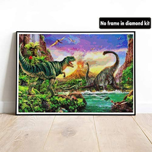 Diamond Painting Kits Dinosaur, VAIIEYO Diamond Art Animal, Paint by Numbers Dragon Full Drill Round Rhinestone Craft Canvas for Home Wall Decor 12x16 inch