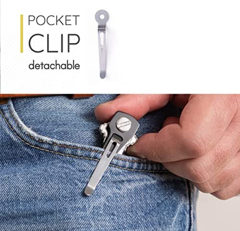 Smart Key Organizer for Keychain - Compact Key Holder - Upgraded Version w Pocket Clip, Car Key Ring, Minimalist EDC design, Cool Key Chain for Men & Women, key case organizer -up to 14 Keys
