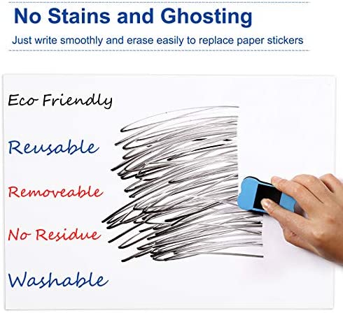 Dry Erase Whiteboard Sticker for Fridge, 16.5×11.7in Removable Whiteboard Sheet for Non-Magnetic Stainless Steel Glass Door w/ 2 Markers & 1 Eraser, Washable Sticky Note, No Residue, Any Shiny Surface