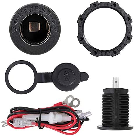 Female 12 Volt Cigarette Lighter Socket Car Automotive Marine ATV Truck RV Boats Lighter Socket Power Outlet Socket Receptacle, DAMAVO YM1084 12V/24V DC Flush Mount with Waterproof Plug (1 PC)