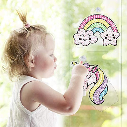 ORIENTAL CHERRY Arts and Crafts for Kids Ages 8-12 - 14 Pack Diamond Painting Suncatchers and Stickers Kits - Gem Toys Birthday Gifts Summer Activity for Girls Toddler Ages 4-8 6-8 7-10