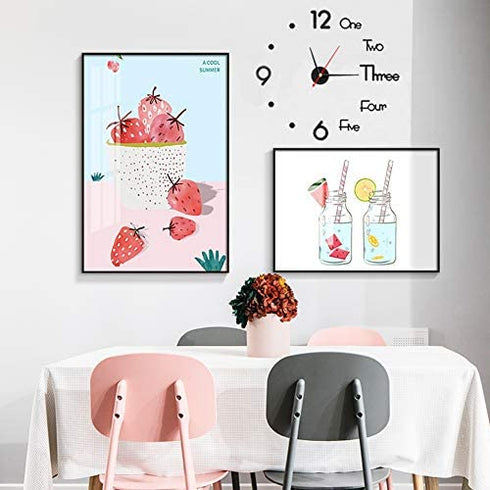 10-20 Inch DIY Wall Clock 3D Frameless Silent Non Ticking, Black Round Battery Operated Modern Wall Clocks for Living Room Bedroom Office Home and Kitchen