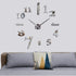 Mirror Surface Decorative Clock 3D DIY Wall Clock for Living Room Bedroom Office Hotel Wall Decoration (Silver)