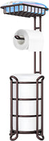 Toilet Paper Holder Stand Tissue Paper Roll Dispenser with Shelf for Bathroom Storage Holds Reserve Mega Rolls-Bronze