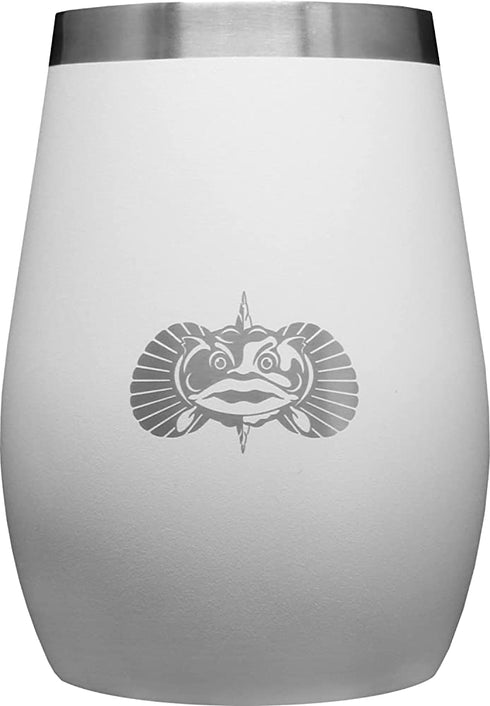 Non-tipping 10oz Double Wall Insulated Stainless Steel Stemless Travel Wine Tumbler w/ Easy Slide Lid - White