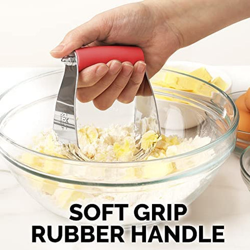 Zulay Kitchen Dough Blender - Stainless Steel Pastry Cutter, Heavy Duty Dough Cutter With Blades, Pastry Blender And Butter Cutter - Pastry Cutter For Baking (Red)