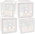 Baby Shower Boxes Party Decorations, 4-Pack Transparent Balloons Boxes D©cor with BABY Letters Blocks for Boys Girls Baby Shower Decorations Gender Reveal Bridal Showers Birthday Party Backdrop
