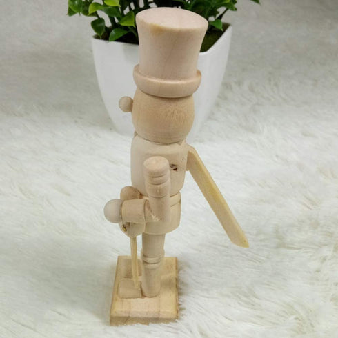 Sizet Unfinished Wood Nutcracker Ornaments Unpainted Mini Wooden Figurines, Set of 6