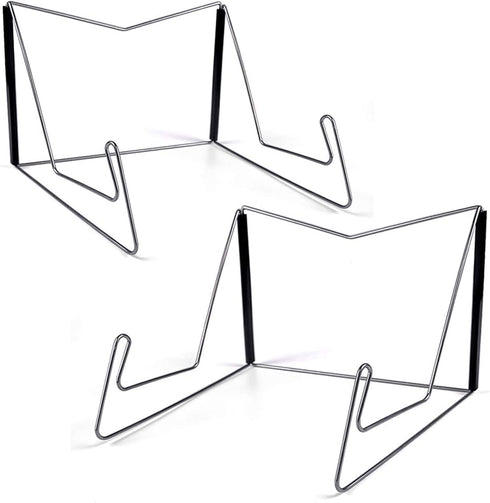 2Pcs Fold-n-Stow Book Stands, Metal Bookstand Music Book Easel Display Holder, Portable Reading Stand Book Holder, Book Bookrest for Hardcover Textbook I pad Cookbook Recipe