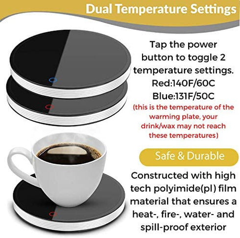 Coffee Mug Warmer Candle Warmer Plate - Mug Warmer for Desk - 2-Setting Coffee Cup Warmer for Coffee, Tea - Safe, Easy-to-Use Coffee Warmer for Desk