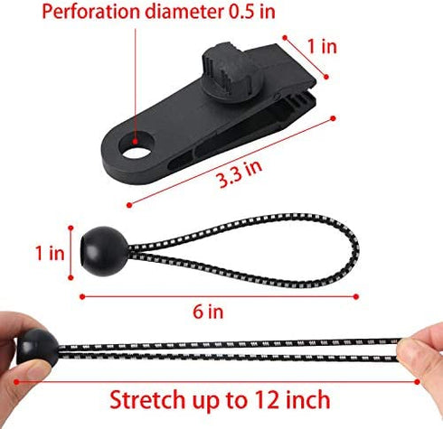 HSTECH Tarp Clips Heavy Duty Lock Grip, 16 Pack Tarp Clamps Heavy Duty, Shark Tent Fasteners Clips Holder, Pool Awning Cover Bungee Cord Clip, Car Cover Clamp, Temporary Projector Screen