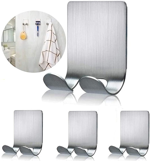 Razor Holder for Shower, Shaver Holder Hanger Wall Adhesive Shower Hooks Stand Stainless Steel Utility Hook Bathroom Kitchen Organizer-4 Packs
