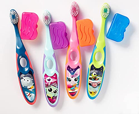 Jordan* Step 2 Kids Toothbrush, 3-5 Years, Soft Bristles, BPA Free (4 Pack) Blue & Green