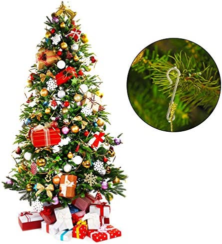 Jetec Christmas Tree Hooks Christmas Ornament Hangers Weatherproof Plastic Hooks Transparent Accessories Hooks Home Decoration, Party Supplies for Christmas Tree, Christmas Wreath (200)
