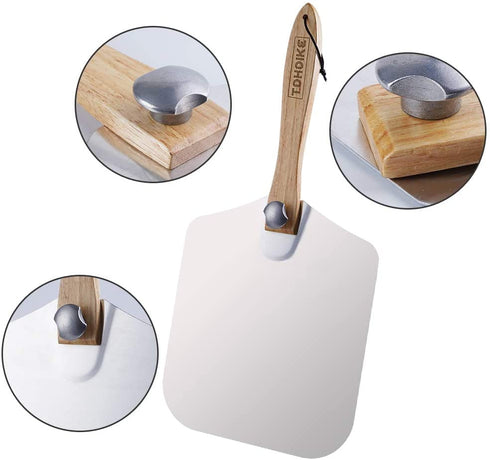 Premium Aluminum Pizza Peel With Foldable Oaken Handle, 12 x 14, Convenient To Store, Good Helper For Baking, Homemade Pizza And Bread
