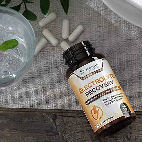 Electrolyte Hydration Tablets - Keto Friendly Zero Calorie Electrolytes Supplement for Rapid Rehydration & Recovery, Gluten-Free with Potassium and Magnesium for Sports and Exercise - 60 Capsules