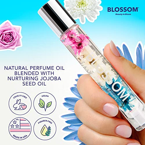 Blossom Roll on Rollerball Perfume Oil with Natural Ingredients + Essential Oils, Infused with Real Flowers, Made in USA, 0.20 fl. oz./5.9 ml, Classic Coconut Nectar
