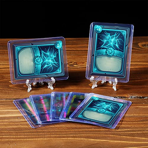 Hard Trading Cards Sleeves Plastic Card Hard Case Cover 3x4 Collector Playing Card Sleeves Protector for Baseball Football Basketball Sport Cards with Mini Easels Display Stand Holder (15 Pieces)
