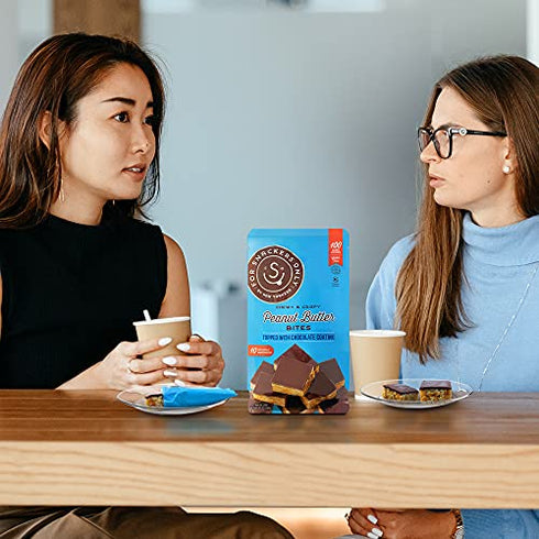 Peanut Butter Bites Topped with Chocolate Coating - Gluten Free - Vegan Friendly - Non Dairy Kosher Pareve - 100 Calorie Snack - 10 Individually Wrapped Pieces in a Bag - For Snackers Only