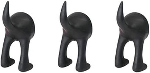 Ikea Set of 3 Dog Tail Hooks Hat Coat Key Wall Mounted Hanger (Black)