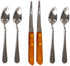 Four (4) Grapefruit Spoons and 2 Grapefruit Knives, Stainless Steel, Serrated Edges
