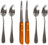Four (4) Grapefruit Spoons and 2 Grapefruit Knives, Stainless Steel, Serrated Edges