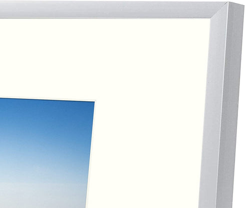 Frametory, 11x14 Aluminum Frame for 8x10 Picture Includes Ivory Mat for Wall Display, Sawtooth Hanger, Swivel Tabs, Spring Clips Great for Photos, Artworks, Posters (Silver, 2-Pack)