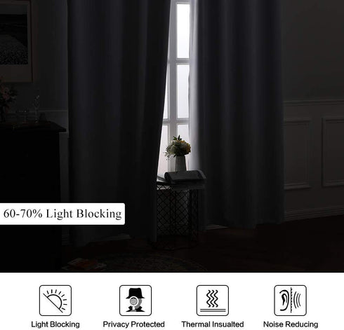 MIULEE Room Darkening Curtains, Thermal Insulated Drapes Solid Window Treatment Set Light Blocking Blackout Curtain for Living Room 2 Panels 42 x 84 inch, Greyish White