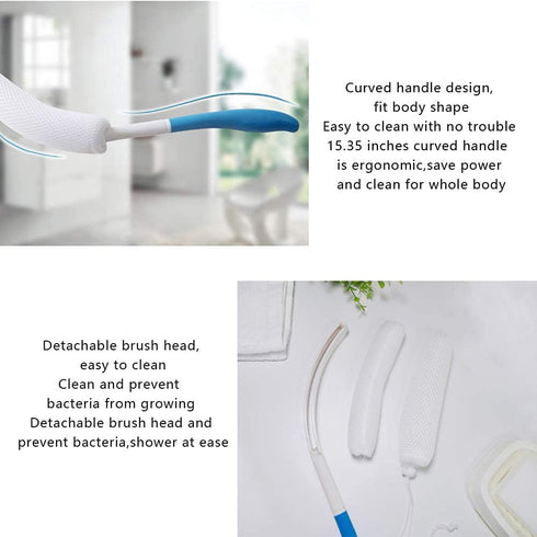 Vansun Long Handle Bath Brush?Back Scrubber for Shower,Soft Nylon Mesh Sponge for Shower,Easy Reach Anti-Slip Curve Handle Body Brush for Seniors/Pregnant Aid (0586UP)
