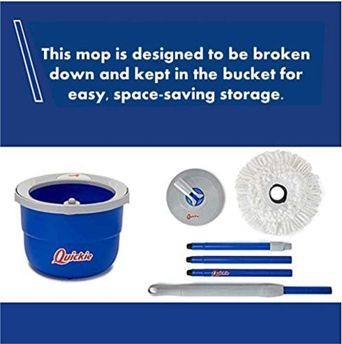 Quickie 2052239 Pad Refill for Compact Flat Spin Mop & Wringing Bucket Floor Cleaning System, Microfiber Mop Head Only, 1-Pack, White