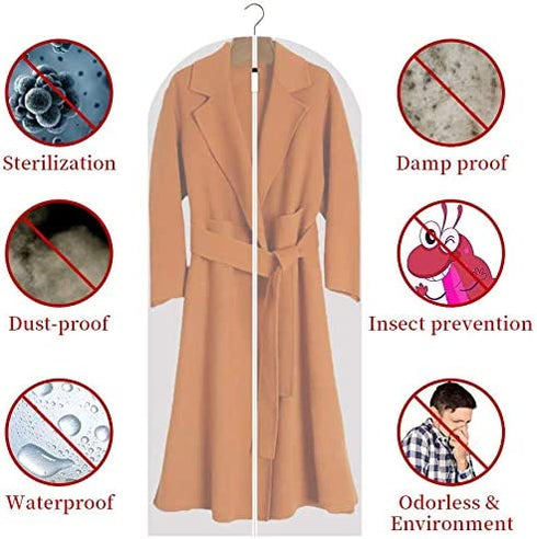 Perber Hanging Garment Bags Lightweight Clear Full Zipper Suit Bags (Set of 10) PEVA Moth-Proof Breathable Dust Cover for Closet Clothes Storage - 24'' x 32''/10 Pack