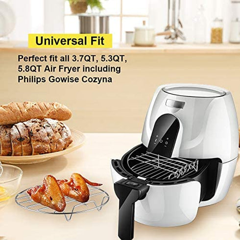 MFTEK XL Air Fryer Accessories-Air Fryer Rack Set of 2, Multi-purpose Double Layer Rack with Skewer, Compatible with XL Power Airfryer Philips