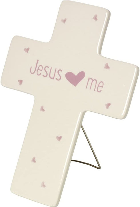 Precious Moments, Jesus Loves Me, Ceramic Cross, Girl, 164464