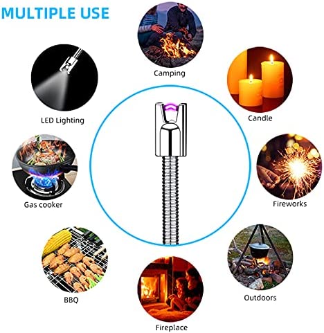 Leejie Lighter Electric Lighter Candle Lighter Rechargeable USB Lighter Arc Grill Lighter with LED Lighting for Candle Camping BBQ (Rose Gold)