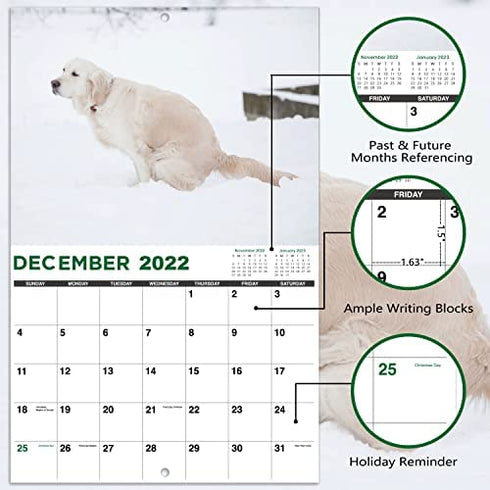 2023 Wall Calendar - Dog Pooping Calendar 2023-2024 from January 2023 - June 2024, Funny Dog Calendar Gag Gifts,11" x 17" (Open), 11" x 8.5"(Closed), Perfect 2023-2023 Calendar for White Elephant Gifts Funny