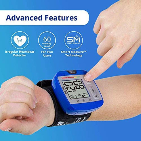 HoMedics Blood Pressure Monitor, Automatic Wrist Blood Pressure Machine with Easy One-Touch Operation, Stores up to 30 Readings for 2 Users, Attached Blood Pressure Cuff and Storage Case Included