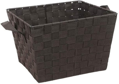 Whitmor Woven Strap Storage Tote, Liner, Espresso Shelf Basket, Small W