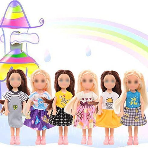 Funlight Chelsea Doll Clothes and Accessories 4 Dresses 4 Outfits 2 Shoes with Bonus 20 Rubber Band for 5.3 Inch Chelsea Doll