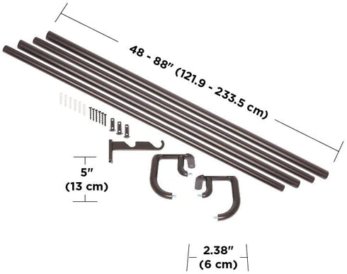 Umbra 1005892-797-REM Twilight Double Curtain Rod Set Wrap Around Design is Ideal for Blackout or Room Darkening Panels, 48-88 Inch (122-224cm), Dark Bronze