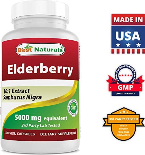 Best Naturals Elderberry Sambucus Nigra 5000mg Equivalent 120 Veg Capsules