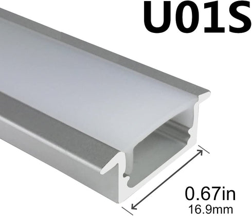 LightingWill 5-Pack 3.3ft/1M 9x23mm Silver U-Shape Internal Width 12mm LED Aluminum Channel System with Cover, End Caps and Mounting Clips Aluminum Extrusion for LED Strip Light Installations-U01S5