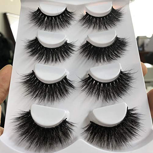 ALICROWN Faux Mink Lashes Pack 3D Volume Natural Fluffy Wispies Cross False Eyelashes