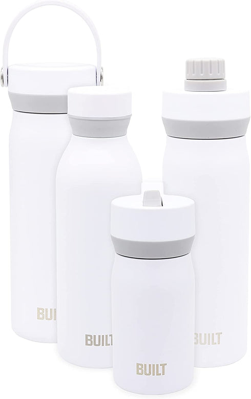 BUILT Cascade Water Bottle, 18 ounces, White