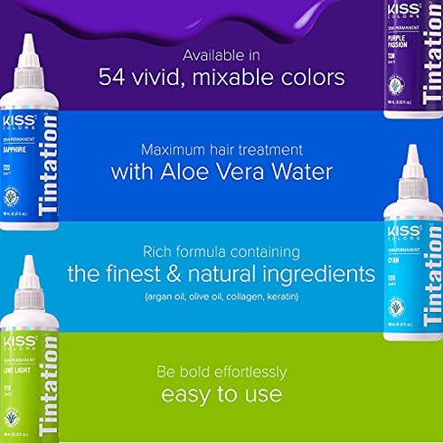 Kiss Tintation Semi-Permanent Hair Color Treatment 148 mL (5 US fl.oz) (Aquamarine)