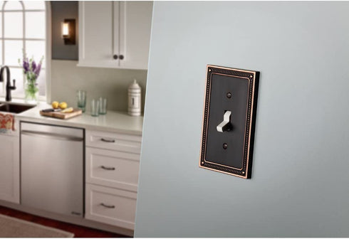Franklin Brass W35066-VBC-C Classic Beaded Triple Toggle Switch Wall Plate / Switch Plate / Cover, Bronze with Copper Highlights