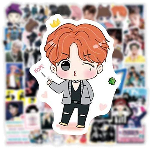V-Harna BTS Vinyl Stickers Pack| 50Pcs Aesthetic Lovely Bangtan Sonyeondan Kpop V Jimin Jungkook Stickers for Laptop Phone Case Notebook Luggage Water Bottle - Waterproof Stickers Gift