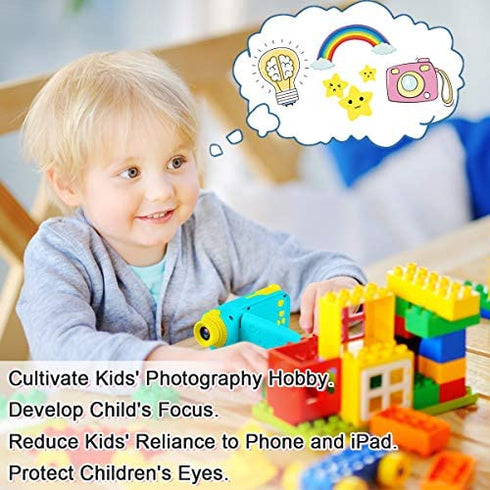 GKTZ Kids Camera for Boys, Digital Video Camcorder Children Camera Birthday Gift Toys for Boys and Girls Age 3 4 5 6 7 8 9, Toddler Boys Camera with 32GB SD Card - Light Blue